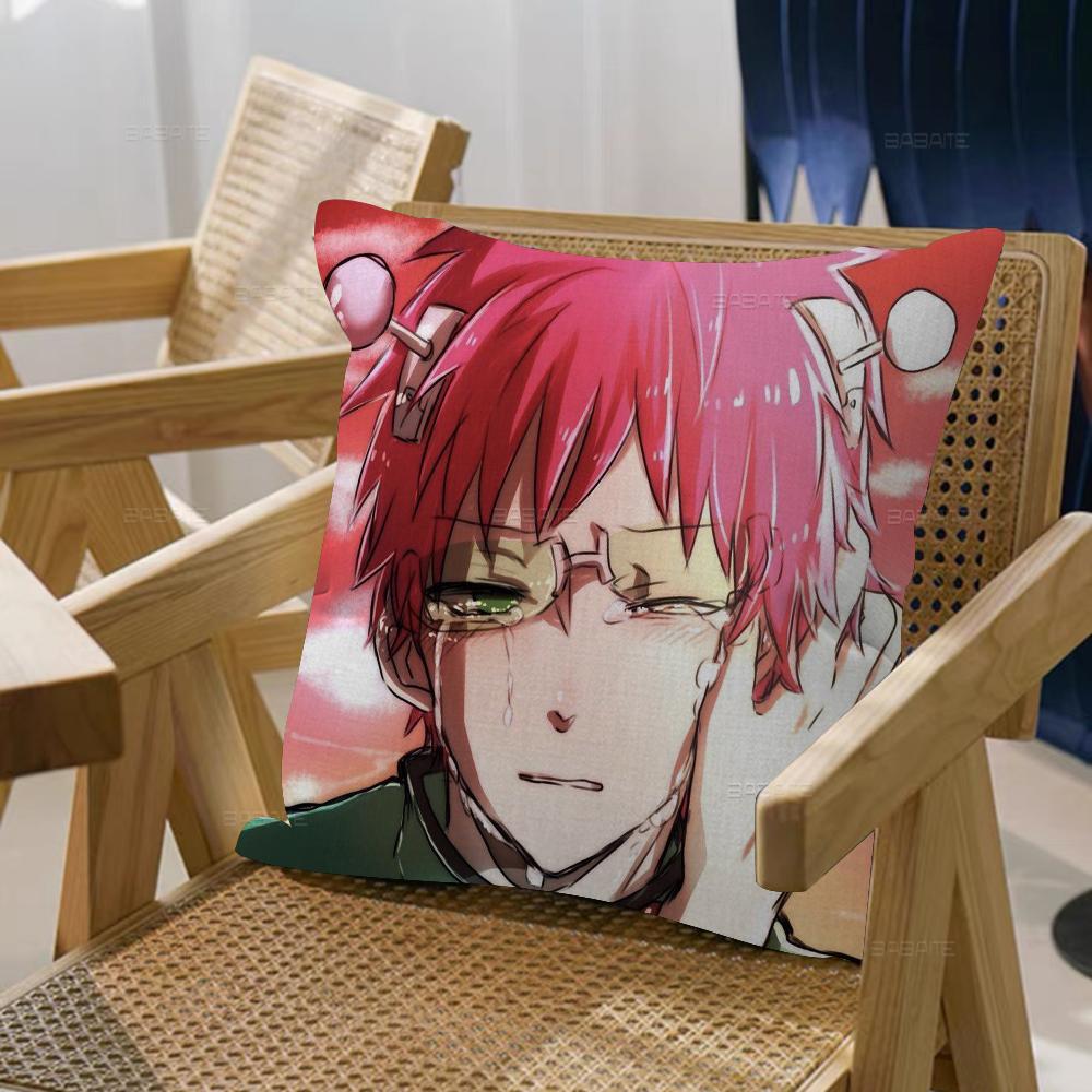 Saiki K:s katastrofala liv Kuddöverdrag Tecknad Soffa Dekorativ Hem Dubbelsidigt Tryck Kort Plysch Sött Kuddfodral