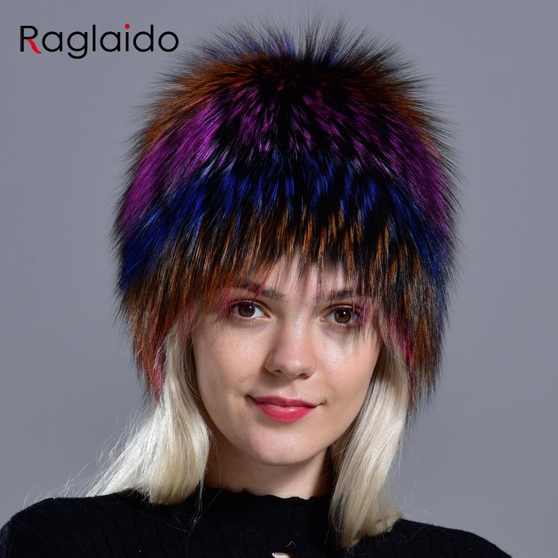 Winter Fur Hats for Women Natural Arctic Fox Fur Warm Thick Knitted Fashionable Stylish Girls Outdoor Snow Skull Beanie Hat