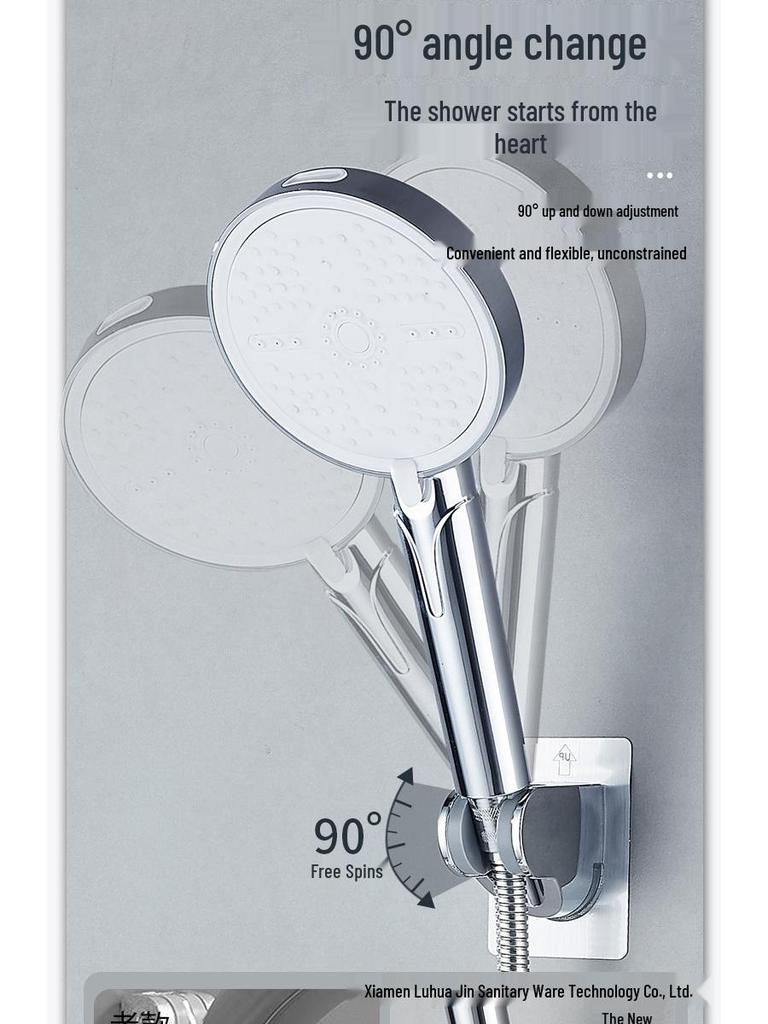 No-Drill Movable Shower Head Holder with Suction Cup Wall Mount for Bathroom