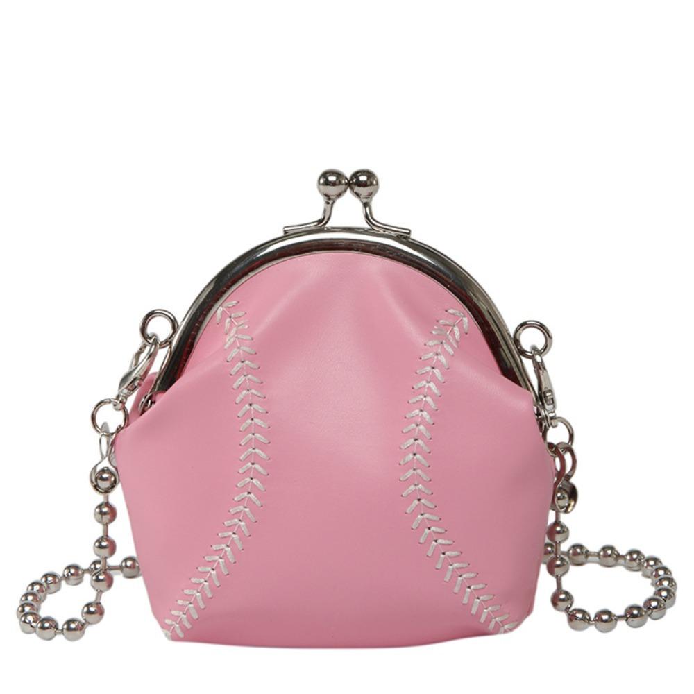 

Personalized Chain Mini Shell Bag Funny Baseball Design Vintage Crossbody Purse Female розовый