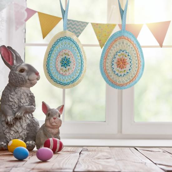 Easter Egg Embroidery Felt Kit DIY Craft Set with Embroidery Design Handmade Felt Easter Egg Ornament