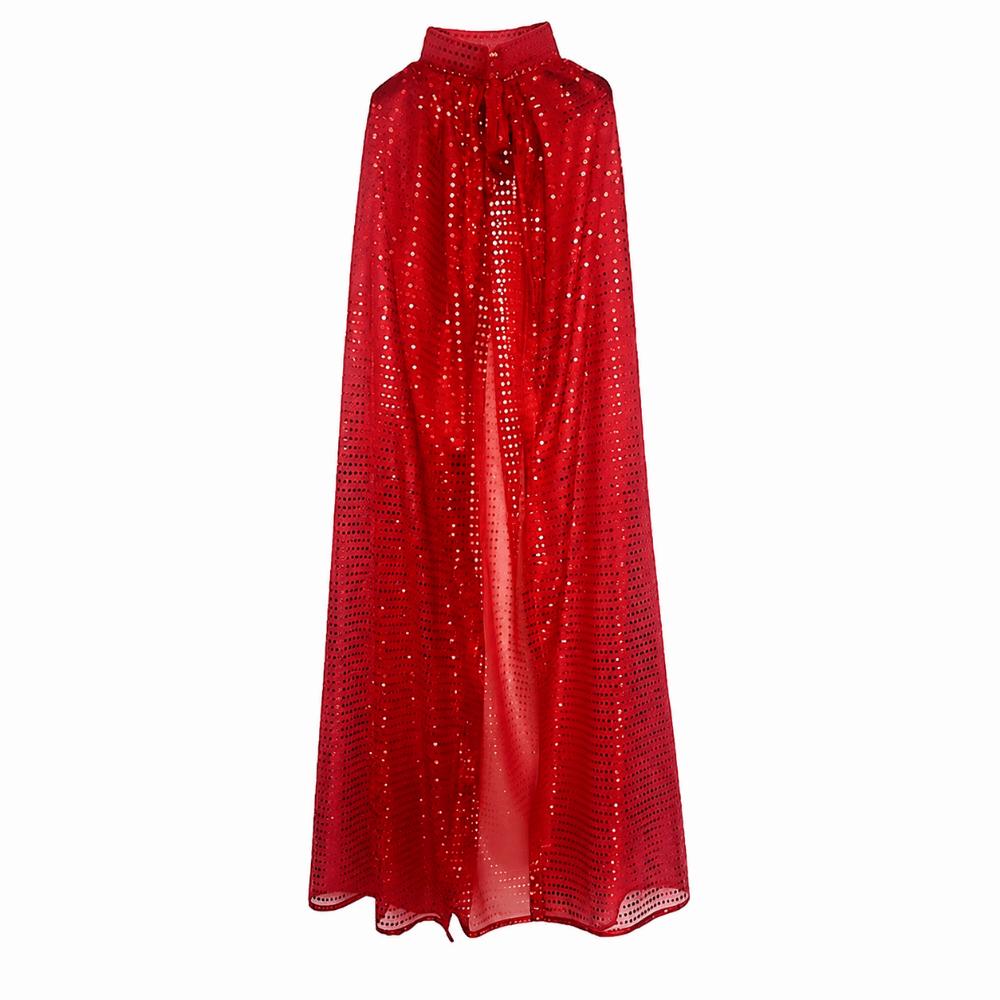 Langes Glitzer-Cape Vintage Glänzender Umhang Neues Halloween Cosplay Robe Festival