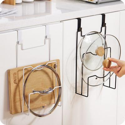 Hanging Pot Lid Rack for Cupboard Door Cutting Board Storage Shelf Kitchen Organizer Pan Cover Shelf Towel Hanger Storage Holder