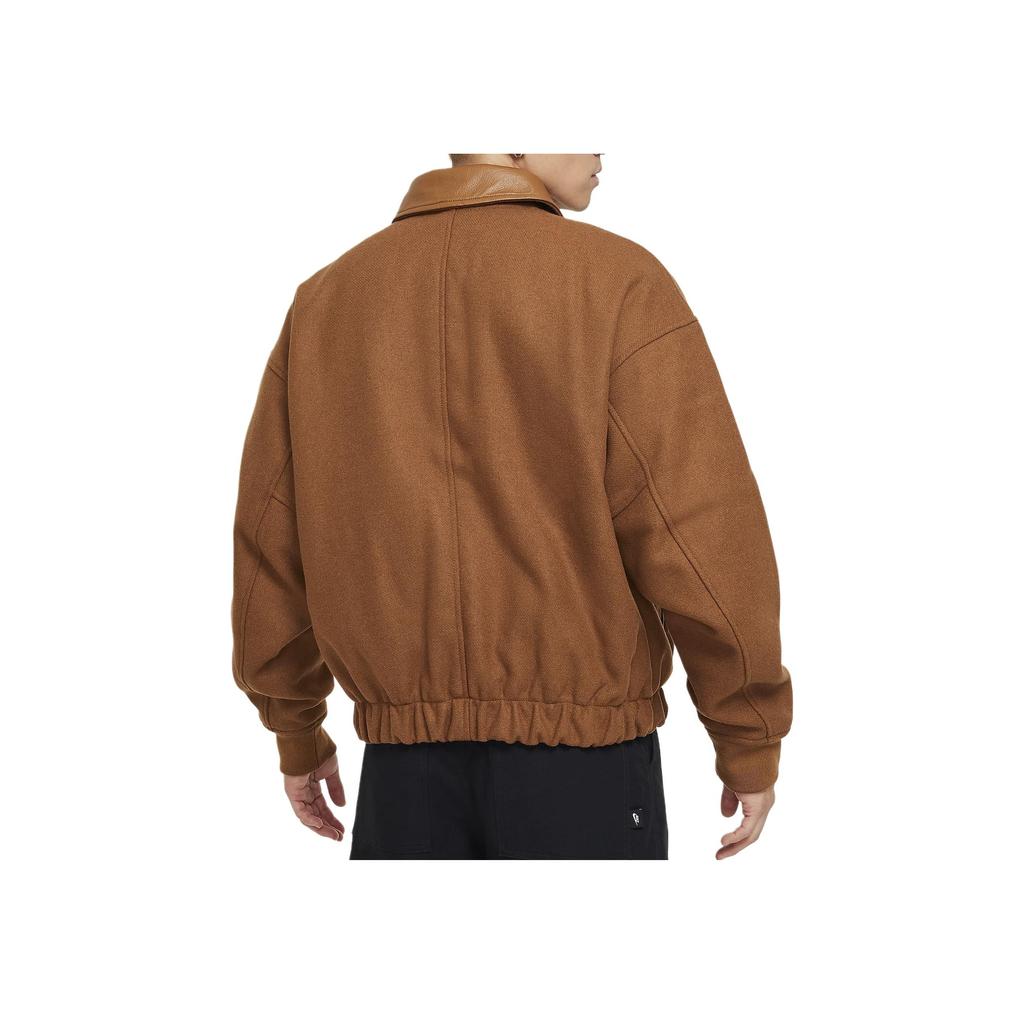 Nike Logo Single-Breasted Polo Wool Jacket Men Jackets Brown FZ1169-281