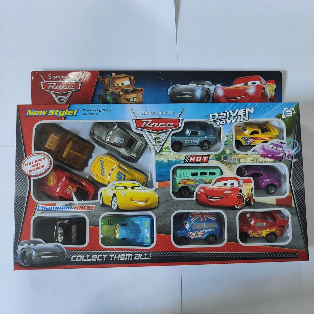 12PCS  Pixar Cars 3 McQueen Rebound Car Model Lightning McQueen Jackson Storm Plastic Toy For Children Birthday Gift Boxes