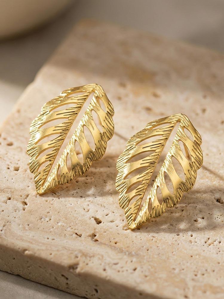 Women's Exquisite Leaves Stud Earrings, Exquisite Fashion Classic Jewelry Wholesale