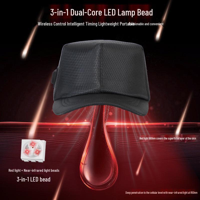 Rechargeable Red LED Hair Growth & Health Cap - 100 LEDs, Three-Speed Adjustment