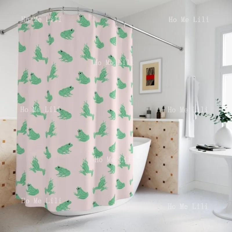 

Cute Frog Boho Pink Floral Animal Shower Curtains Bohemian Curtain W90xH180cm