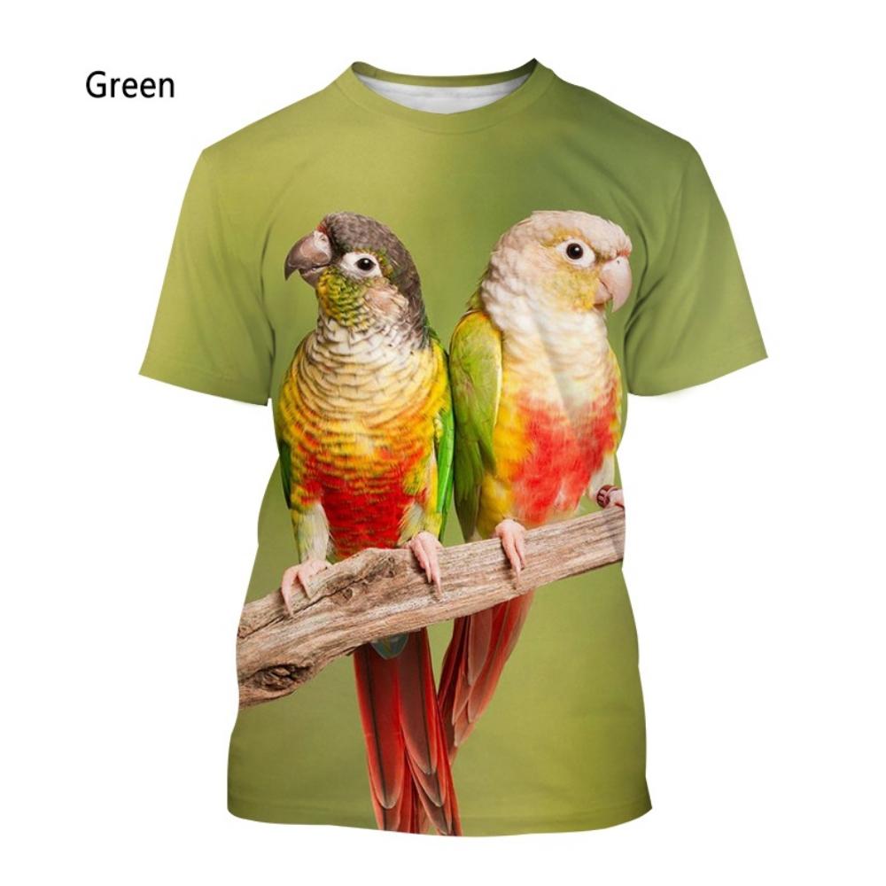 Men s Fashion Parrot T-Shirt Realistic 3D Print Summer Unisex Short Sleeves Simple loose Tees Outdoor Breathable Men s Clothing S