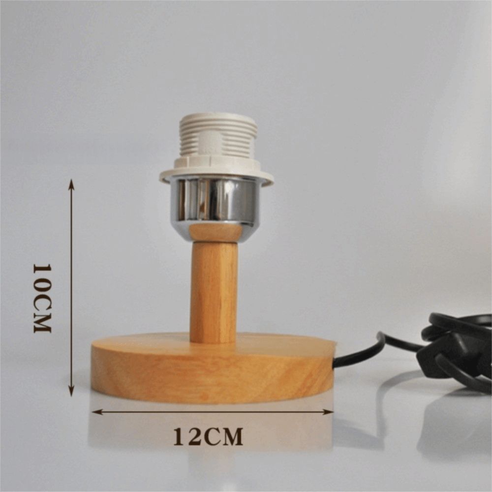 Universal Solid Wood Lamp Base Holder E27 On Off Switch Table Lamp Holder EU Plug Bedside Lamp Holder Study Room