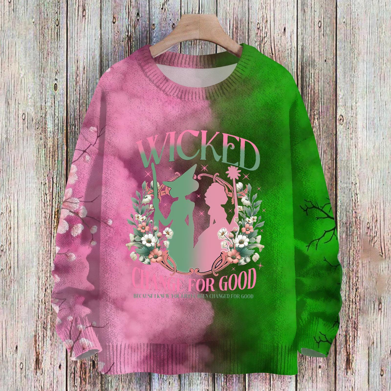 

Рождественские толстовки для женщин Вязаный свитер Милая рубашка Осенний свитер с круглым вырезом Топы S темно-зеленого