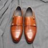 Luksusowe Męskie Ślubne Formalne Buty Skóra Naturalna Czysty Brązowy Czarny Podwójna Klamra Monk Strap Cap Toe Biznesowe Biurowe Wizytowe Buty