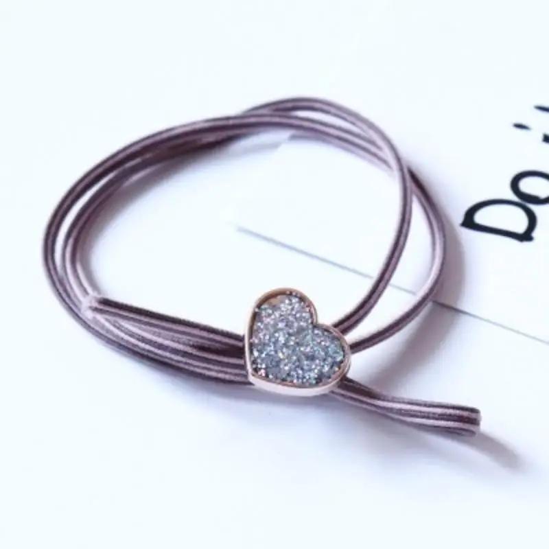 Fashion Girls Solid Color Double Layered Knotted Heart-shaped Hair Rope Head Decoration Accessories Creative Birthday Gifts
