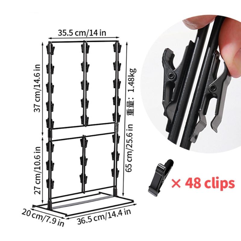 Metal Food Holder Rack With 48 Clamps 3 Layer Design Durable Carbon Steel Storage Unit For Retail Store Household Cooking Area Use