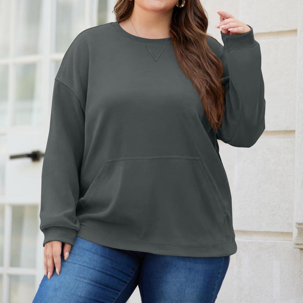 Plus Size Sweatshirt For  Women Oversized Crewneck Long Sleeve Pullover Tops