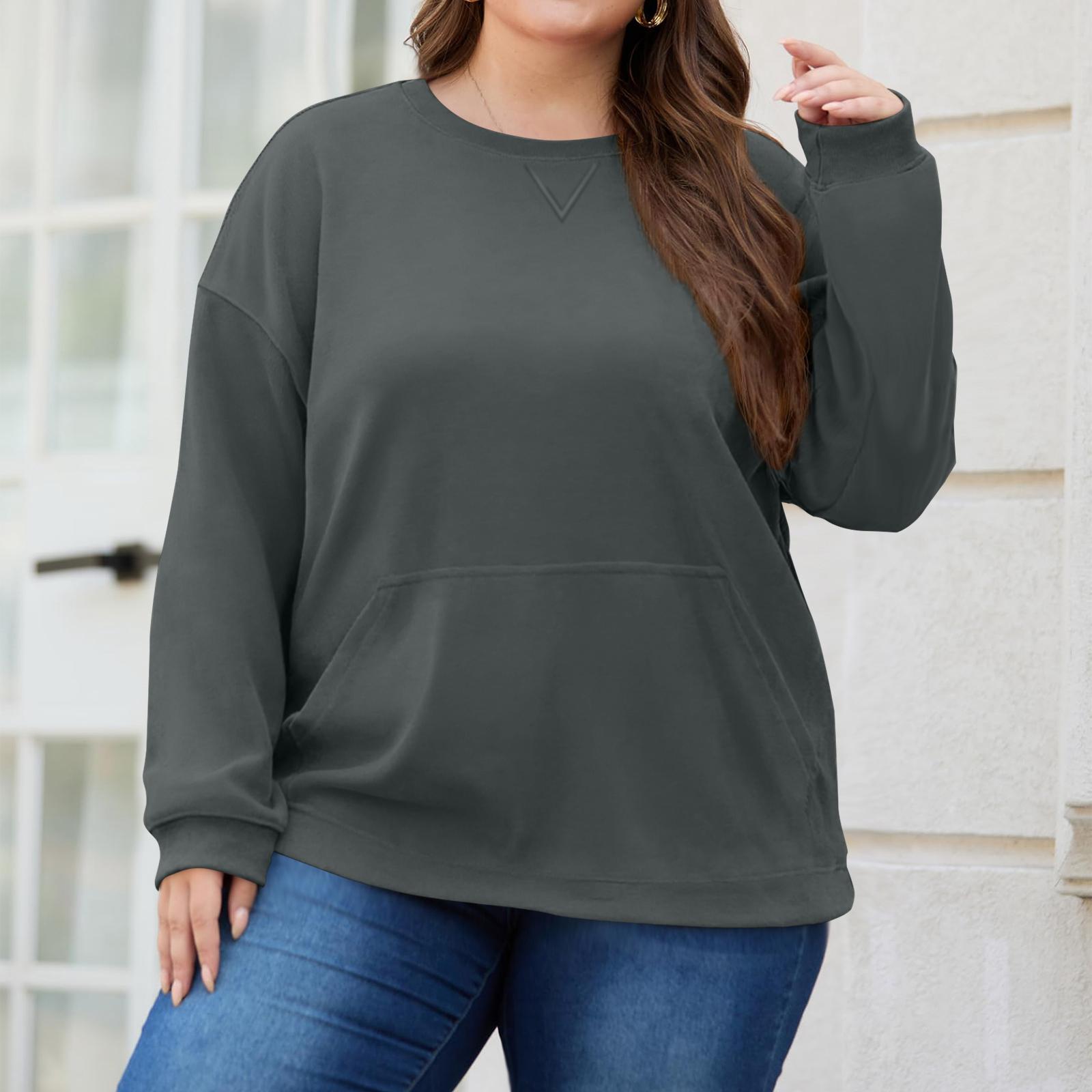 

Толстовка большого размера для женщин, оверсайз, с круглым вырезом, с длинным рукавом, пуловер XXXXL