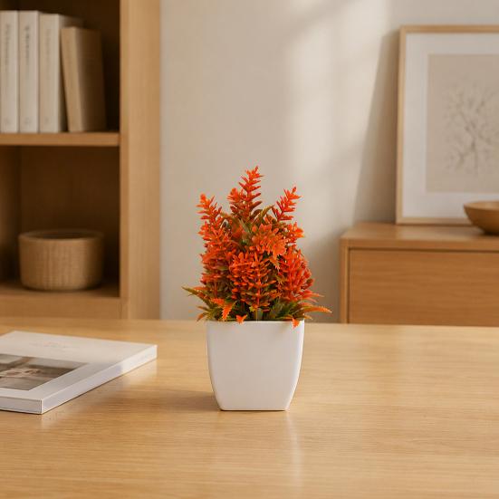 Simulated Small Potted Plant Maintenance-Free Realistic Autumn Leaves Mini Fake
