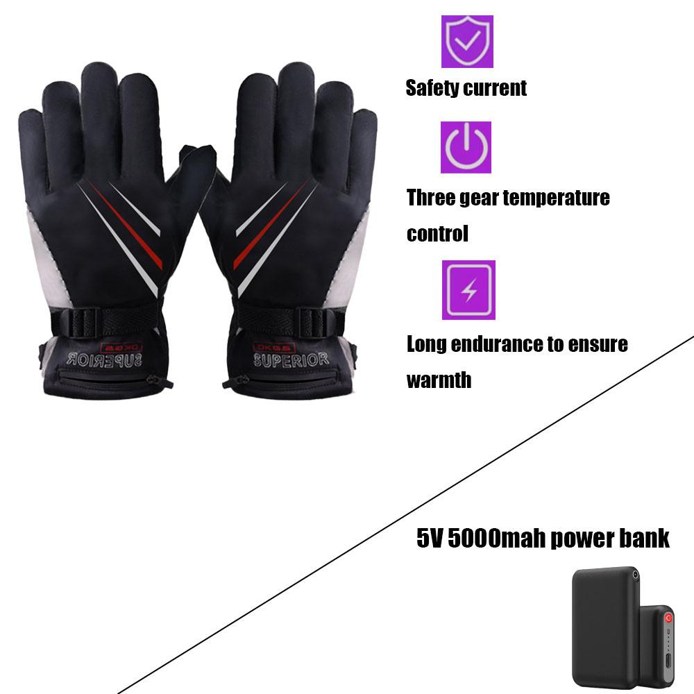 Electrically Heated Ski Gloves Rechargeable Three-speed Controlled Temperature Motorcycle Warm Gloves Warm Winter Outdoor Sports