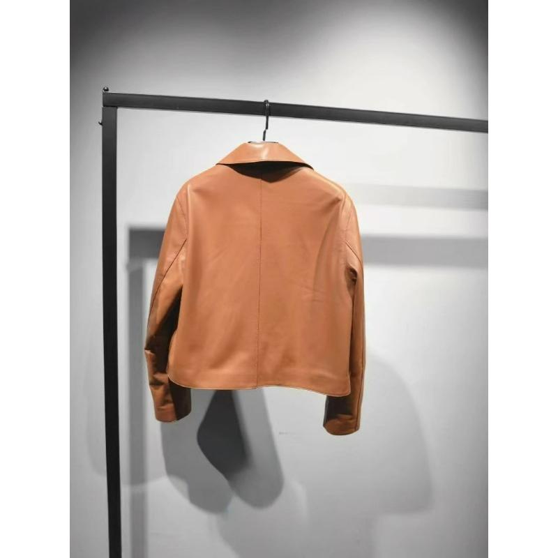 Damska Krótka Kurtka Jesienno-Zimowa ze Skóry PU Modny Trend Casualowa Kurtka Motocyklowa