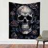 Goiancy Beauty Skull And Black Roses Tapestry-Black And White Skull Tapestry-Wall Hanging Skeleton Tapestries for Bedroom