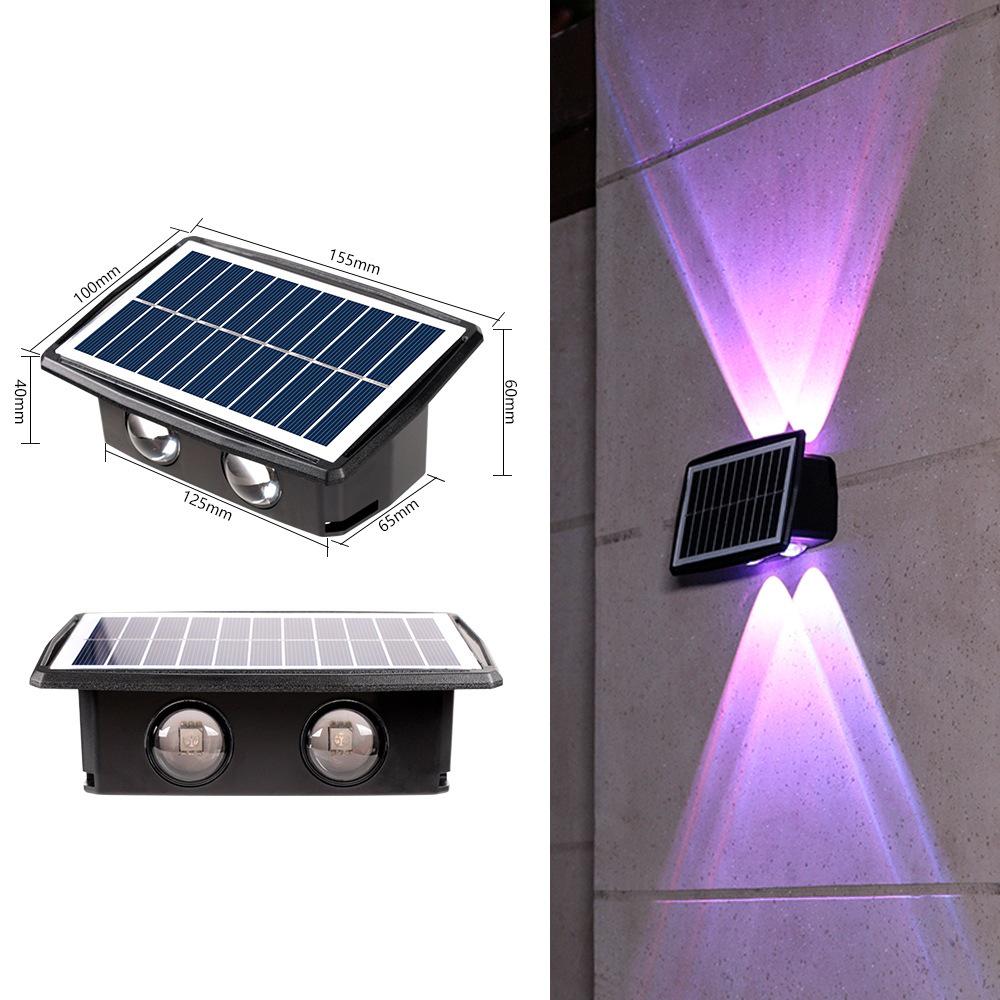 Lampă LED de perete pentru exterior, impermeabilă: Lumină solară cu funcție sus-jos pentru grădină și pereți exteriori