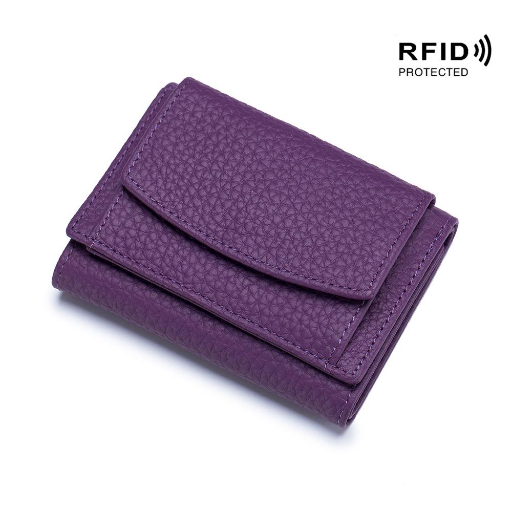 RFID Blocking Japanese Cowhide Women's Ultra-Thin Mini Wallet