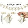 WTEMPO Handcrafted Halloween Party Banner Charming Wooden Bead & White Ghost Doll Rustic Garden Indoor Outdoor Festive Garland for Spooky Season