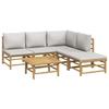 VidaXL Garden Lounge Set 6 Pcs with Light Grey Cushions Bamboo 3155103
