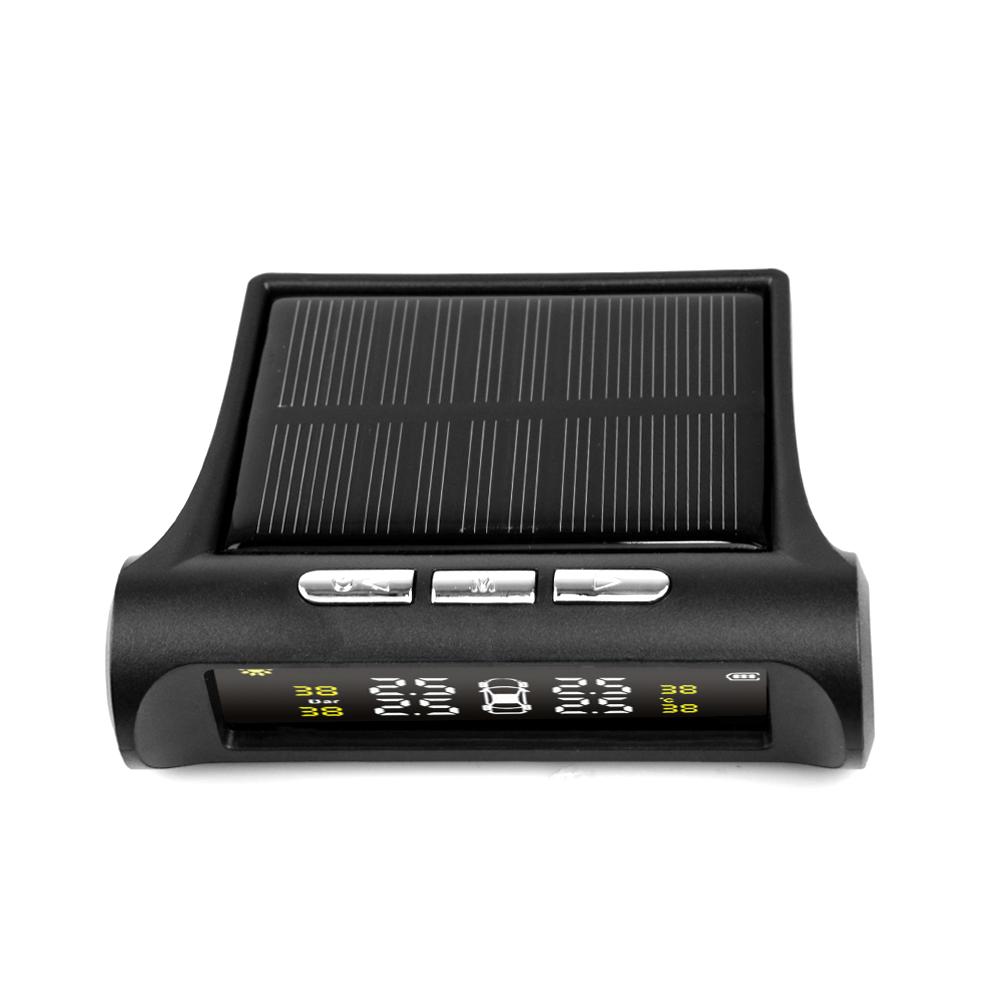 Original Solar Power USB TPMS Car Tire Pressure Monitoring System LCD 4 External / Internal Sensors for SUV Temperature Warning