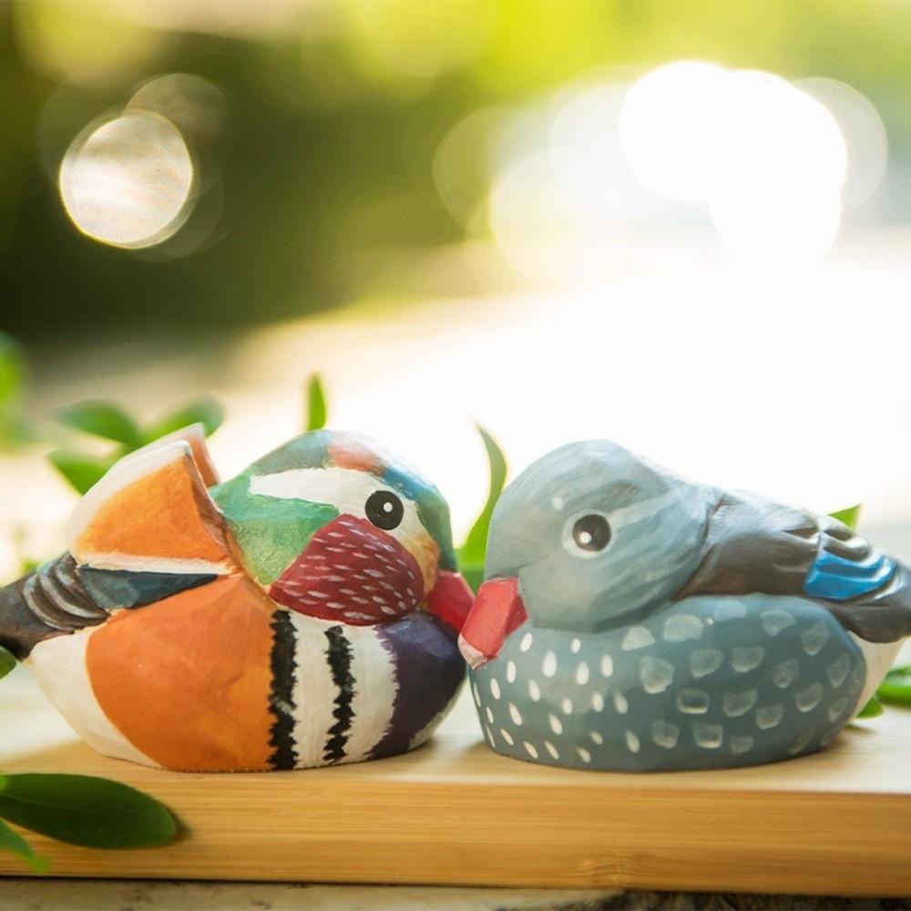 Dekorative Holzvogel-Statue Massivholz Holzschnitzerei Vogel-Ornament Fotografie-Requisiten