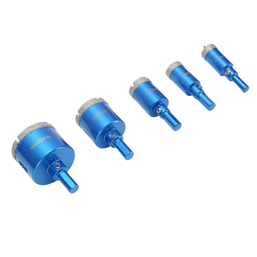 5Pcs Diamond Hole Saw Drill Bit Set 18 20 25 35 45mm 10mm Triangular Shank Hole Opener for Ceramic Tile Glass Marble