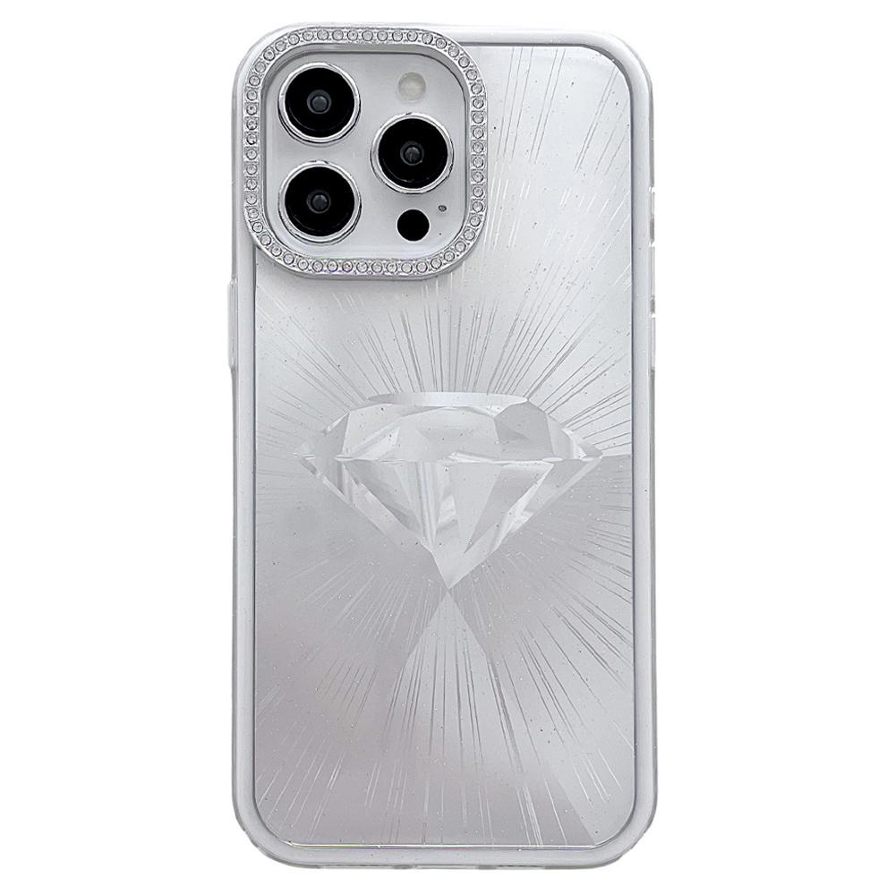 For iPhone 16 Pro Max Case IMD Diamond Pattern TPU+PC Shockproof Phone Cover B