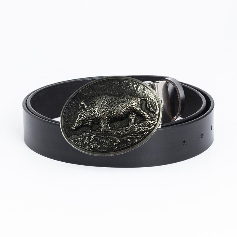 Men's Retro Cowhide Belt with Smooth Buckle - Korean Style, Trendy and Simple Wide Waistband.