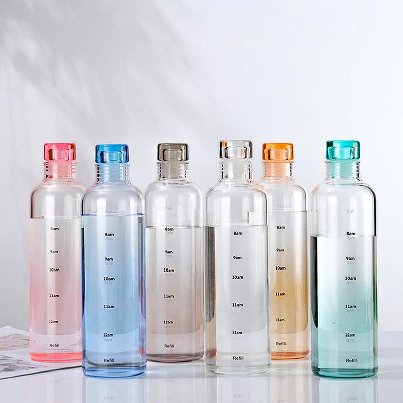 Newest Water Cup Sport Water Bottle With Time Scale Couple Plastic Portable Water Container Anti-Drop Outdoor Water Bottle