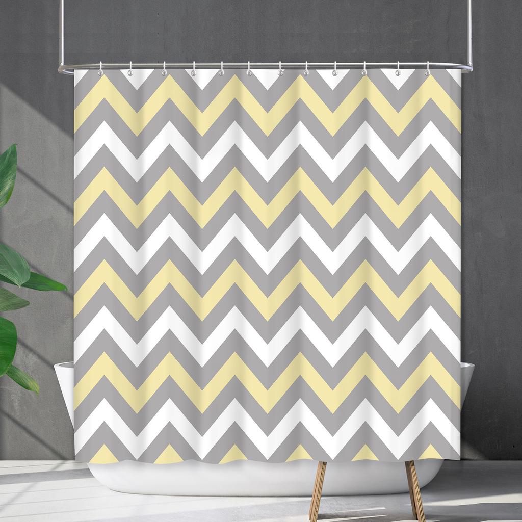 Shower Curtain Waterproof And Mildew-Proof Line Lattice Bathroom Striped Bathroom Curtain Shower Curtain Partition Curtain Free Of Punching