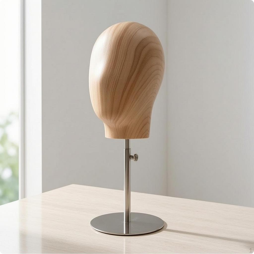 Hairpiece Head with Stand AdjustableHeight Mannequin GrainFinish StandGrain for Hair
