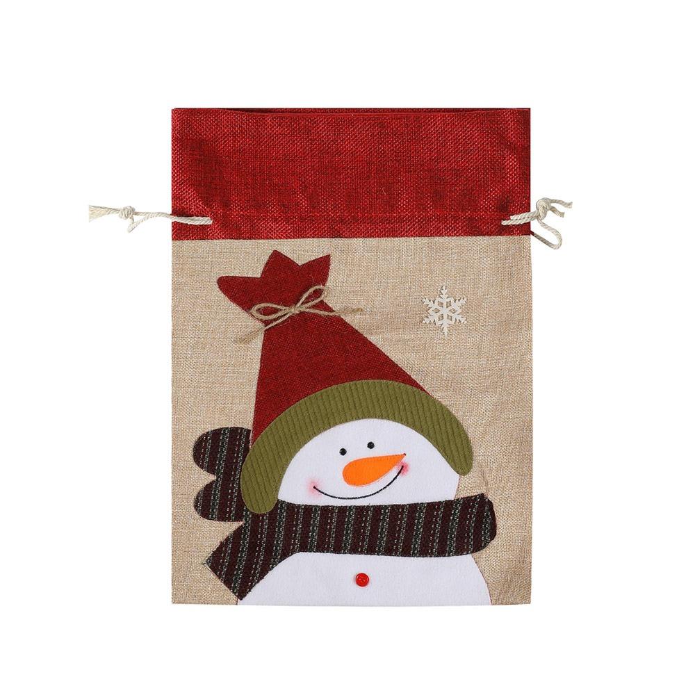

Cartoon Santa Snowman Deer Christmas Gift Bag Dimity Multicolor Christmas Apple Bag Large Capacity Two Sizes 14x16cm