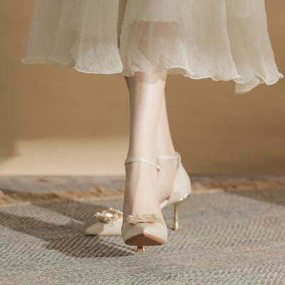 High Heels Are Not Tired of Feet, Silk Sequins, Flower Shoes, Thin Heels, Women's Shoes, Versatile Pointed Single Shoes, Women's Summer Women's Shoes