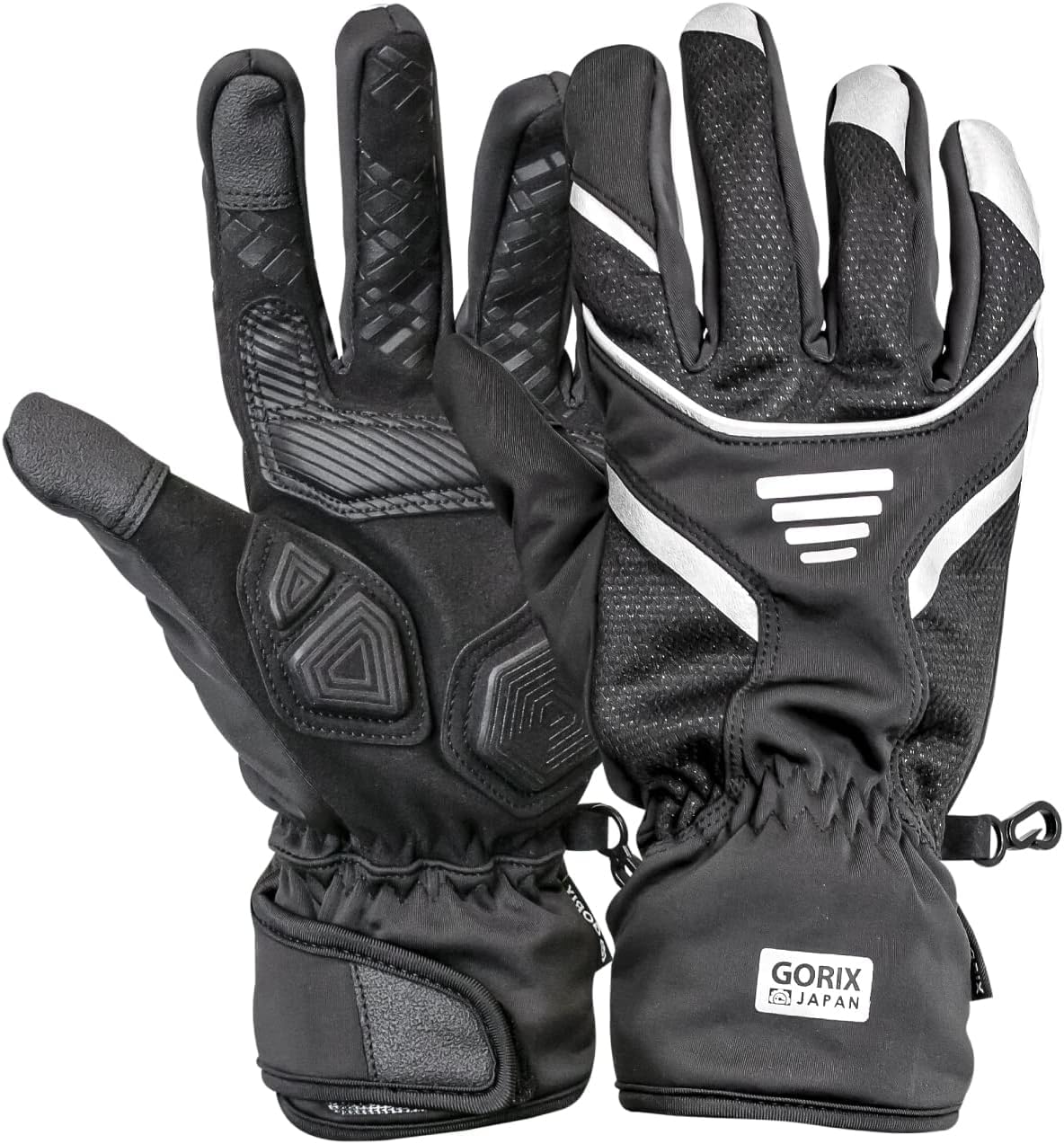 

GORIX Cycling for Road Smartphone Cushioned Stylish for Men and Bike and Sports Gloves Gloves, Winter, Cold-Resistant, Water-Repellent, Windproof, чёрный