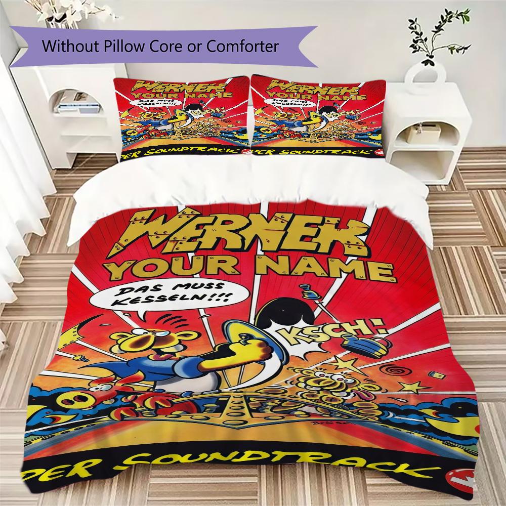 Custom Name Werner Comic 5 Bedding,Quilt Set Quilt Cover Pillowcase Home Birthday Gift(1 * Duvet Cover + 2 * Pillowcase, Without Core)_xia