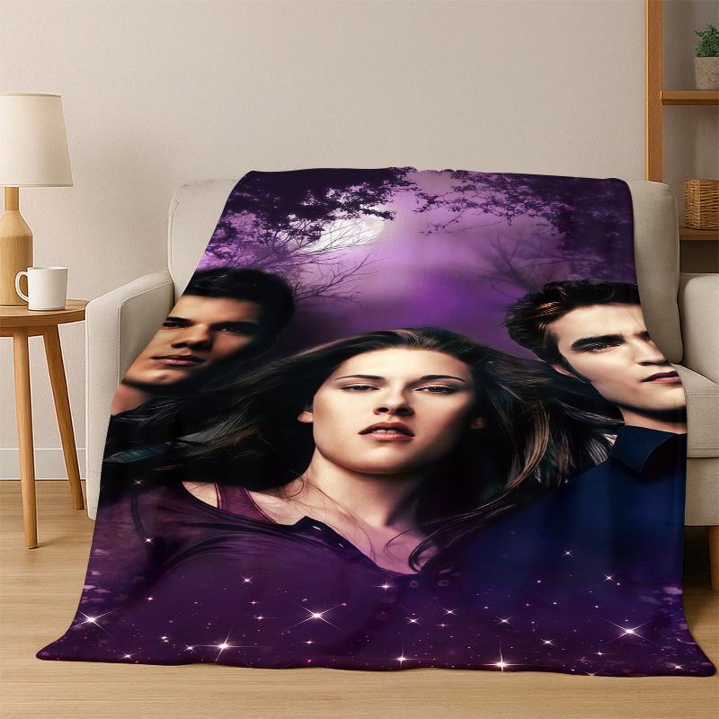 Twilight Saga Edward Bella Flannel Blanket Soft Warm Blanket Throw Blanket for Bedroom Living Room Bed Travel Picnic Gift Kid