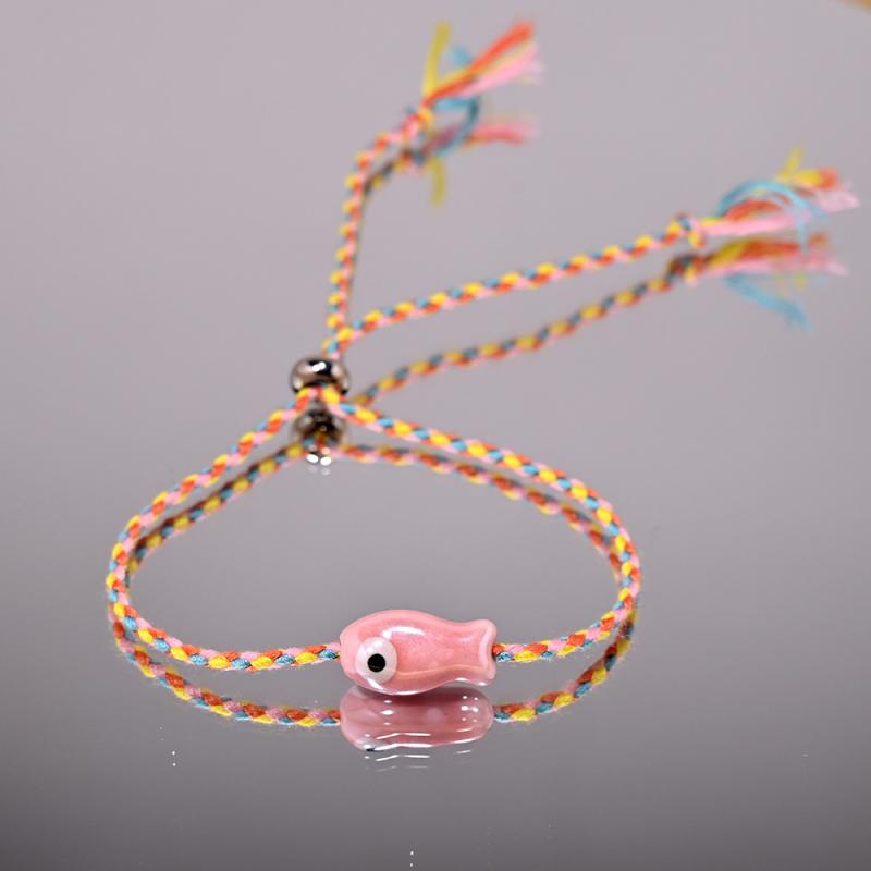 Bohemian Trendy Multicolored Pull-String Ceramic Fish Bracelet Jewelry Women For Wrist And Ankle