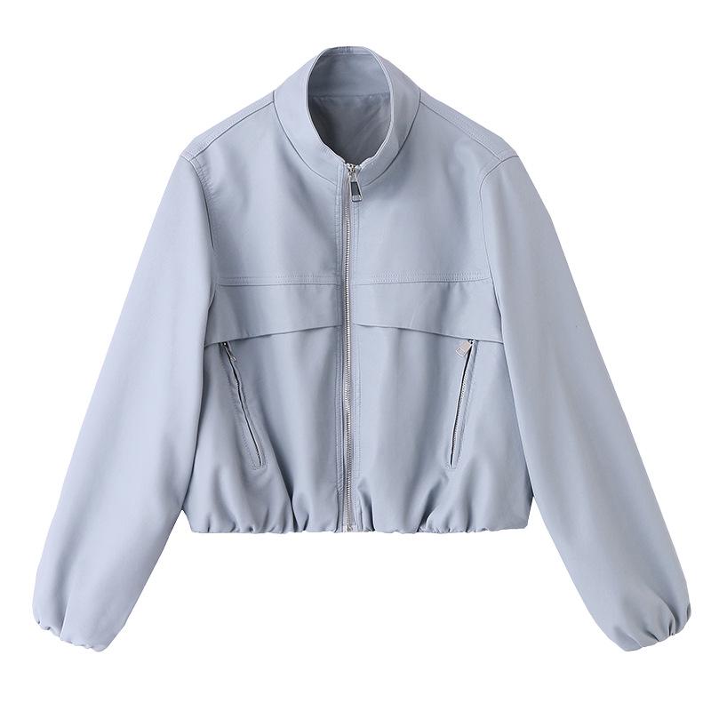 2025 New Women's Short PU Leather Jacket - Slimming Petite Stand Collar Spring/Autumn Coat