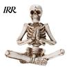 Creative Yoga Pose Skull Design Halloween Skeleton Statue, Funny Dead Figure for Party Decor, Distressed Texture Ornament Resin Gothic Haunted House,