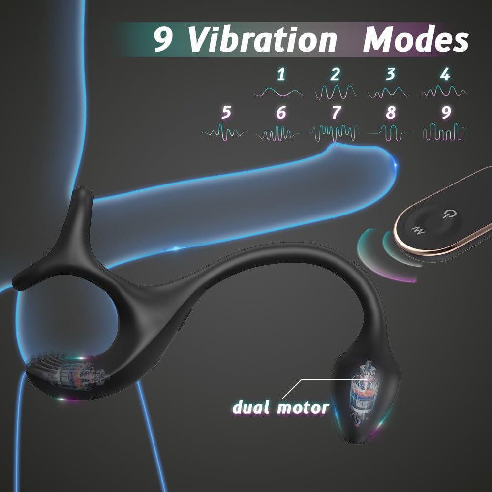 Remote Controll Anal Sex Toy, Male Prostate Massager, Anal Vibrator with Penis Ring, Anal Plug with 9 Vibration Modes, Couples' Sex Toy