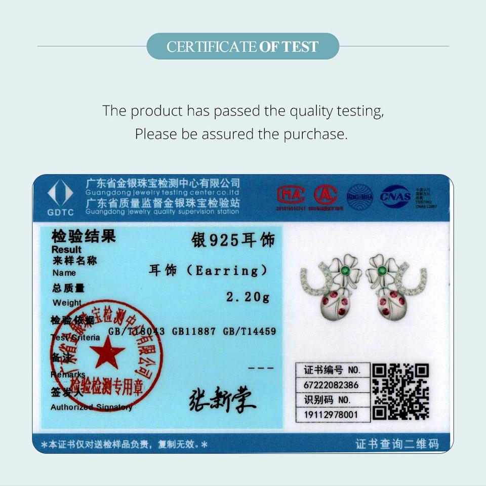 WOSTU 925 Srebro Sterling Wielokolorowe Lucky Four Clover Biedronka Kolczyki Sztyfty Dla Kobiet Piękne Klipsy Do Uszu Biżuteria Prezent Urodzinowy