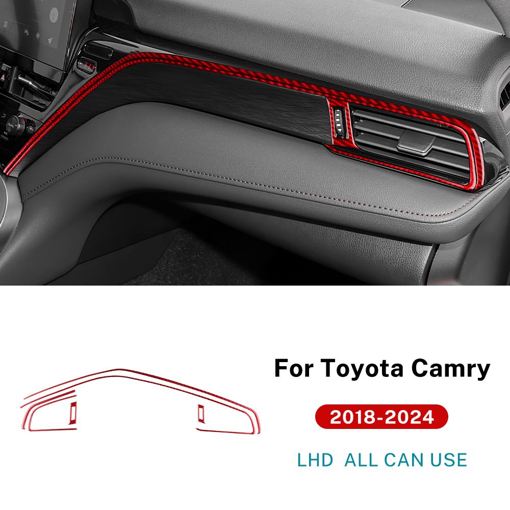 Real Soft Carbon Fiber For Toyota Camry 2018 2019 2020 2025 2025 2025 2025 LHD RHD Car Passenger Instrument AC Outlet Sticker