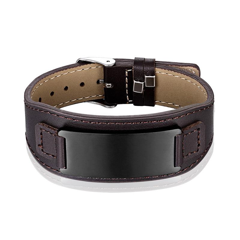 2026 Black Steel Bent Leather Bracelet Adjustable Watch with Leather Bracelet Men's European and American Bracelet