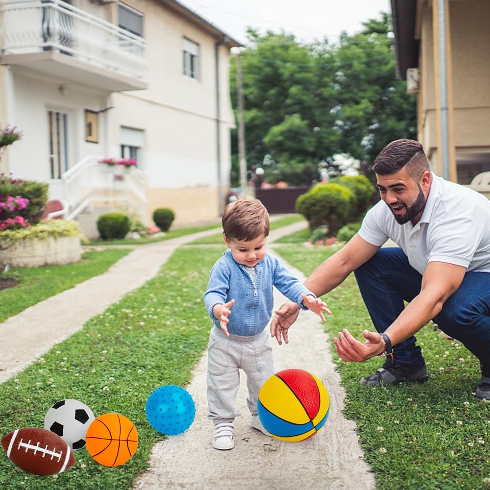 Balls for Toddlers 1-3,Toddler Sports Toys,Set of 7 Kids Ball Soft Foam Baby Sports Balls- Soccer Ball Basketball Baseball Rugby Bounce Ball