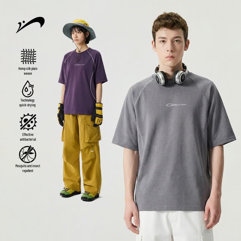 Guirenniao American Style Stitching Short Sleeve T-Shirt L